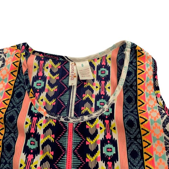 Japan Kids Girls size 8 Boho Striped Crochet trimed sleeveless blouse tank top - Picture 4 of 10